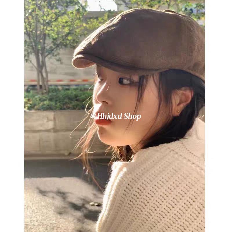 Blogger Mũ beret Vải cotton Lanh Thoáng Khí Phong Cách Hàn Quốc Thời Trang Mùa Hè Cho Nữ