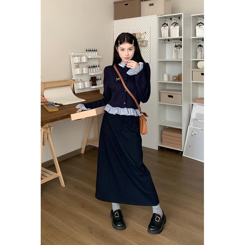 Áo Khoác cardigan Dệt Kim Tay Dài Phối Họa Tiết Kẻ Sọc Phong Cách Pháp Thời Trang Mùa Thu 2023 Cho Nữ