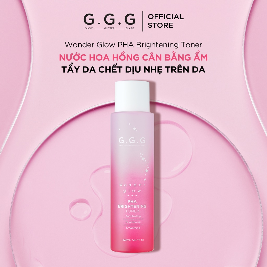 Toner PHA  Peel Da Dịu Nhẹ Dưỡng Sáng Da GGG Wonder Glow PHA Brightening 150ml