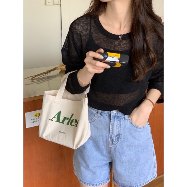 Áo len trơn mỏng cổ tròn AL51