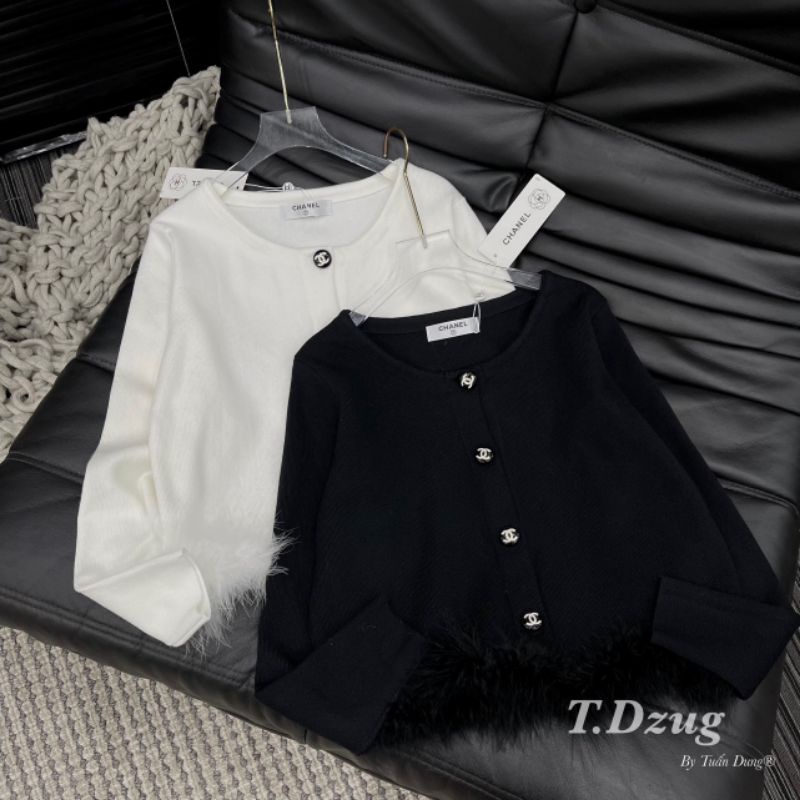 Áo len khuy chữ x lông tua rua hàng QCL1