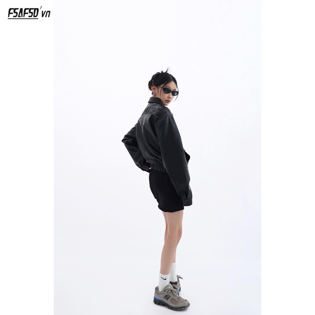 Áo Khoác Da Dáng Ngắn Phong Cách Đường Phố Thời Trang Mùa Xuân 2023 Cho Nữ
