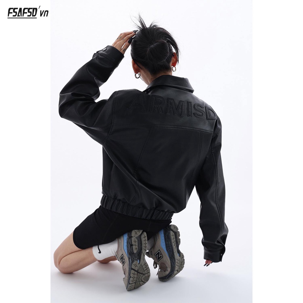 Áo Khoác Da Dáng Ngắn Phong Cách Đường Phố Thời Trang Mùa Xuân 2023 Cho Nữ