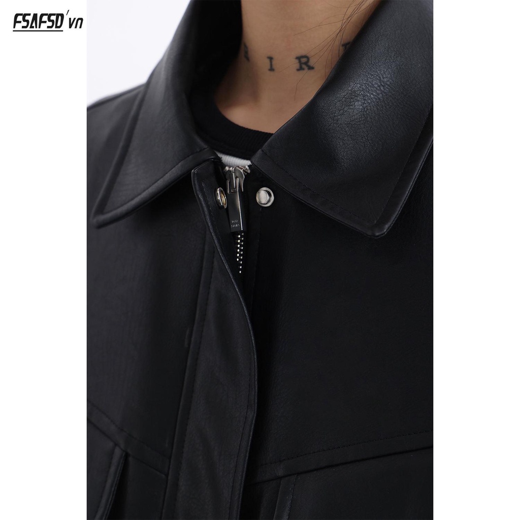 Áo Khoác Da Dáng Ngắn Phong Cách Đường Phố Thời Trang Mùa Xuân 2023 Cho Nữ
