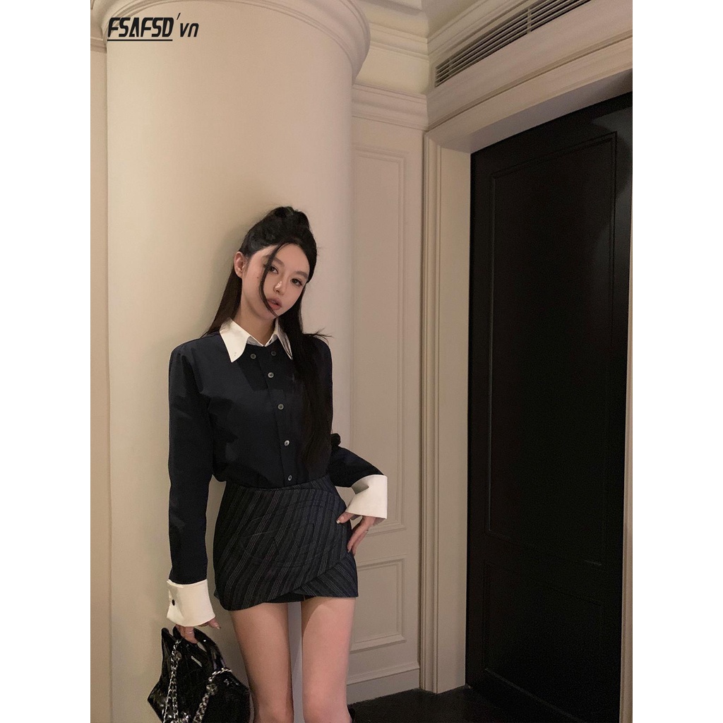 Chân Váy denim Chữ a Dài Tay In Hình Truyện Tranh Một Mảnh Thời Trang Mùa Thu Cho Nữ