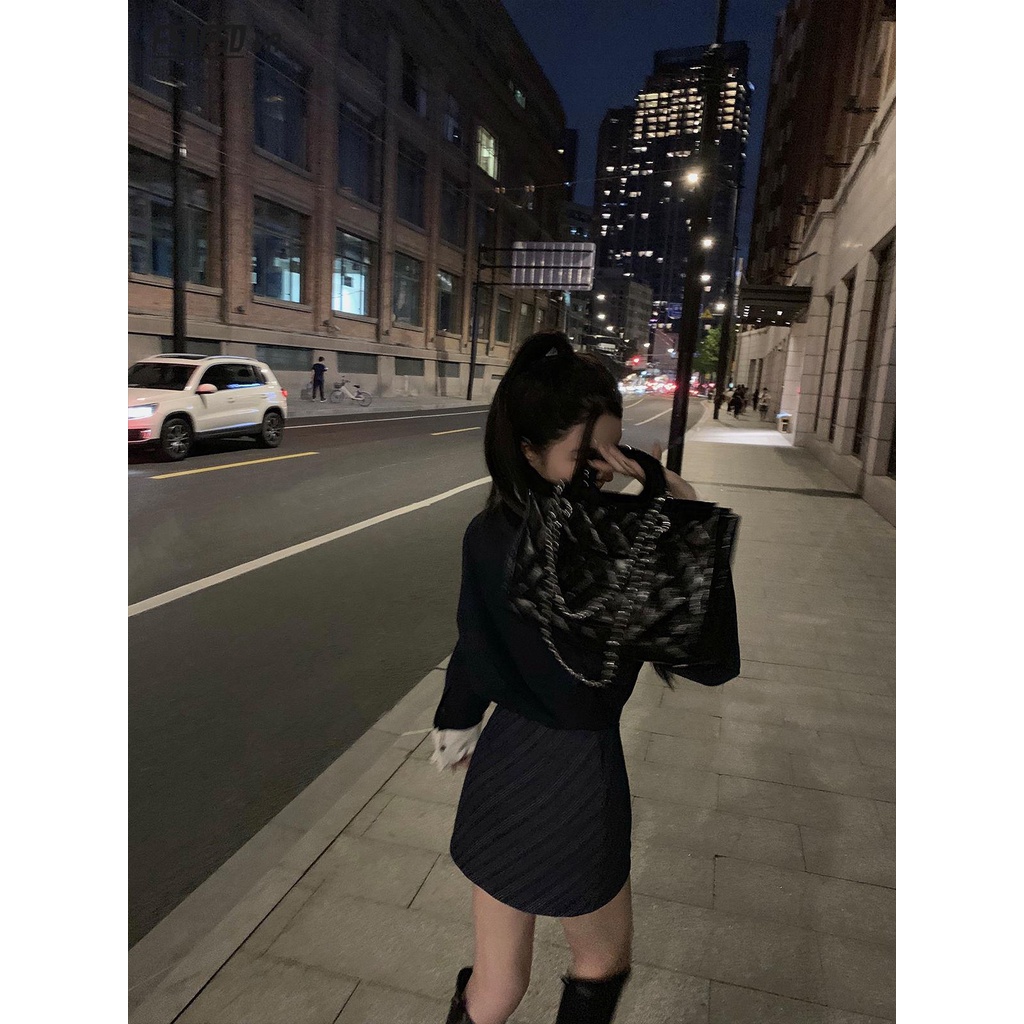 Chân Váy denim Chữ a Dài Tay In Hình Truyện Tranh Một Mảnh Thời Trang Mùa Thu Cho Nữ