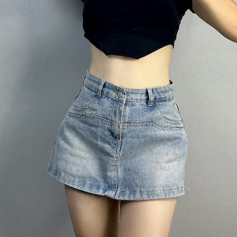 Chân váy jeans nữ short cạp gập chân váy bò ngắn 3 màu xanh đậm, Đen, xanh nhạt