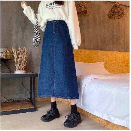 Chân váy jean dài nữ cạp điều chỉnh độ rộng bụng phong cách, váy bò nữ dáng dài cạp cao thanh lịch A14 Store_tutubi | BigBuy360 - bigbuy360.vn