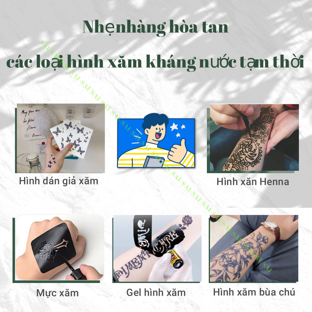 Dầu tẩy hình xăm SAI MAGIC TATTOO Nhẹ nhàng hòa tan các loại hình xăm kháng nước tạm thời 5g