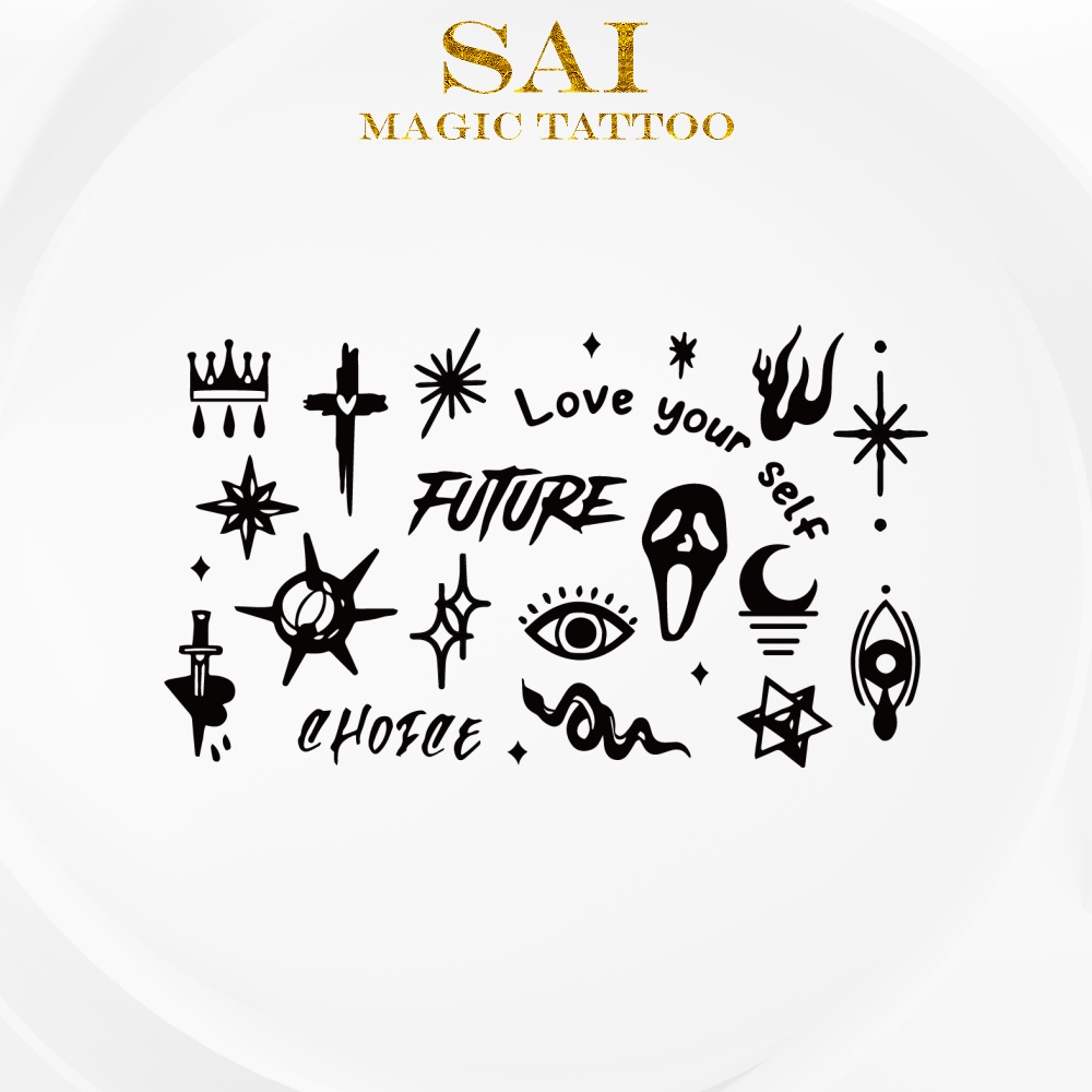 Miếng dán hình xăm tạm thời SAI MAGIC TATTOO 445 10CM×06CM chống thấm nước lâu trôi lên đến 2 tuần