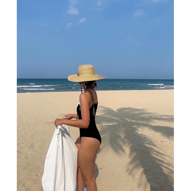 Bodysuit 1 Mảnh Liền Thân Hai Dây Cột Nơ Trắng Đen Sexy Quyến rũ Đi Biển Đi Chơi Thời Trang Nữ