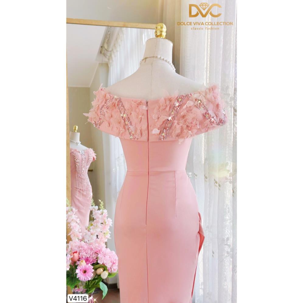 VÁY ĐI TIỆC NỮ, VÁY NỮ THIẾT KẾ TRỄ VAI SANG CHẢNH V4116 - DVC