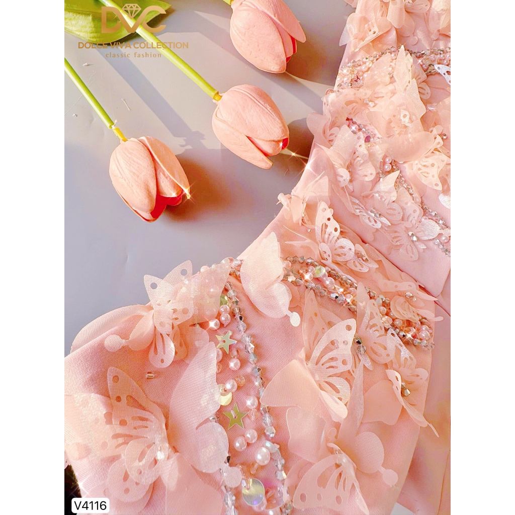 VÁY ĐI TIỆC NỮ, VÁY NỮ THIẾT KẾ TRỄ VAI SANG CHẢNH V4116 - DVC