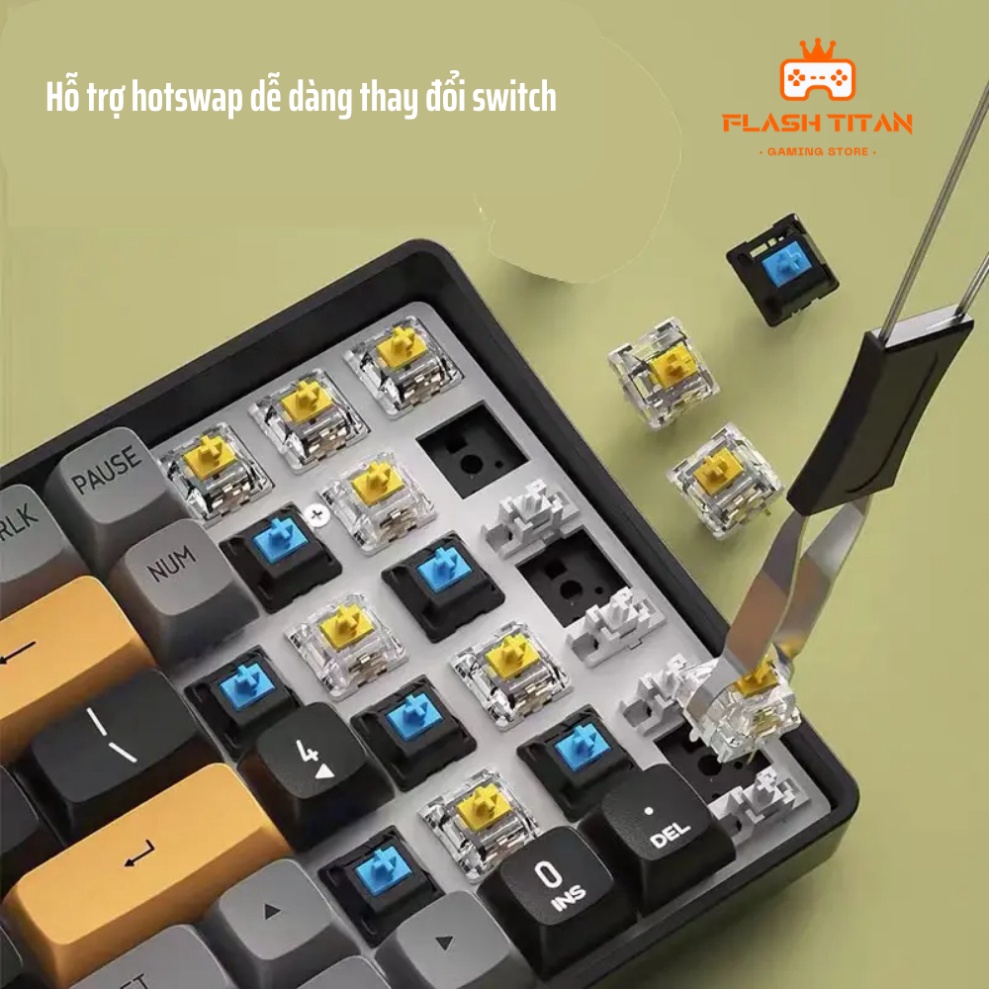 Bàn phím cơ không dây Aigo A68 - Có Hotswap 5pin - Switch đã được lube và cân chỉnh - Bảo hành 1 năm