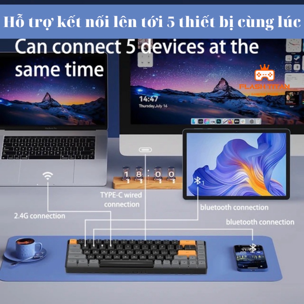 Bàn phím cơ không dây Aigo A68 - Có Hotswap 5pin - Switch đã được lube và cân chỉnh - Bảo hành 1 năm