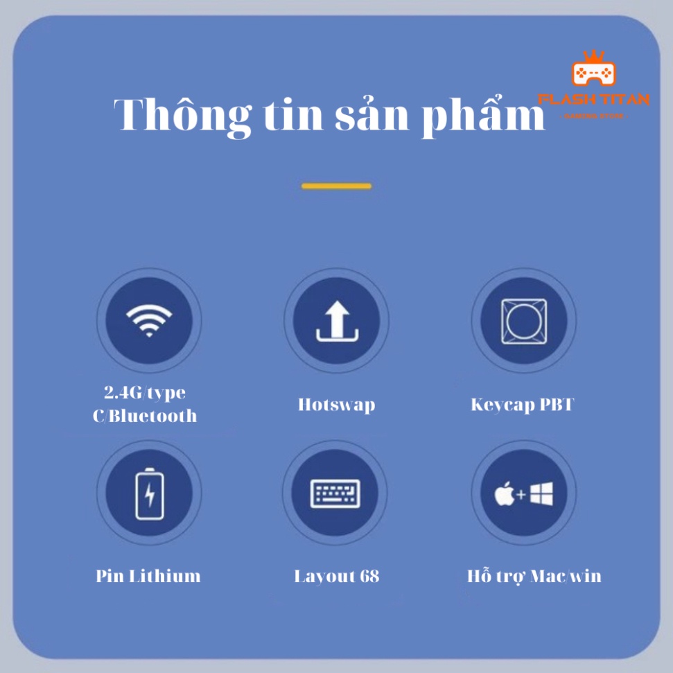 Bàn phím cơ không dây Aigo A68 - Có Hotswap 5pin - Switch đã được lube và cân chỉnh - Bảo hành 1 năm