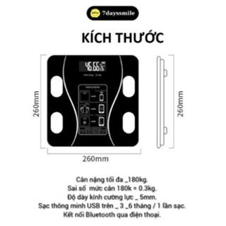 Cân Điện Tử sức khoẻ Kết Nối Bluetooth Phân Tích Chỉ Số Cơ Thể