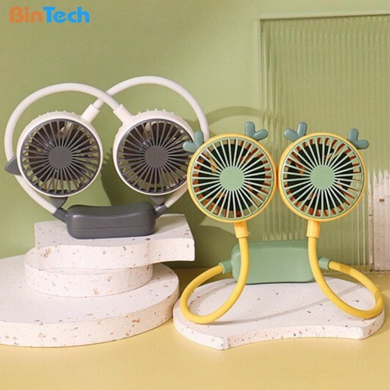 Quạt đeo cổ làm mát thông minh 360 độ - Quạt treo cổ tích điện 3 chế độ pin 4000mAh sạc USB tiện lợi