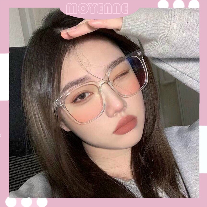 kính má Kính nữ nhiều màu, hai màu trong suốt, hiệu ứng má hồng dễ thương, kính râm, gọng đen