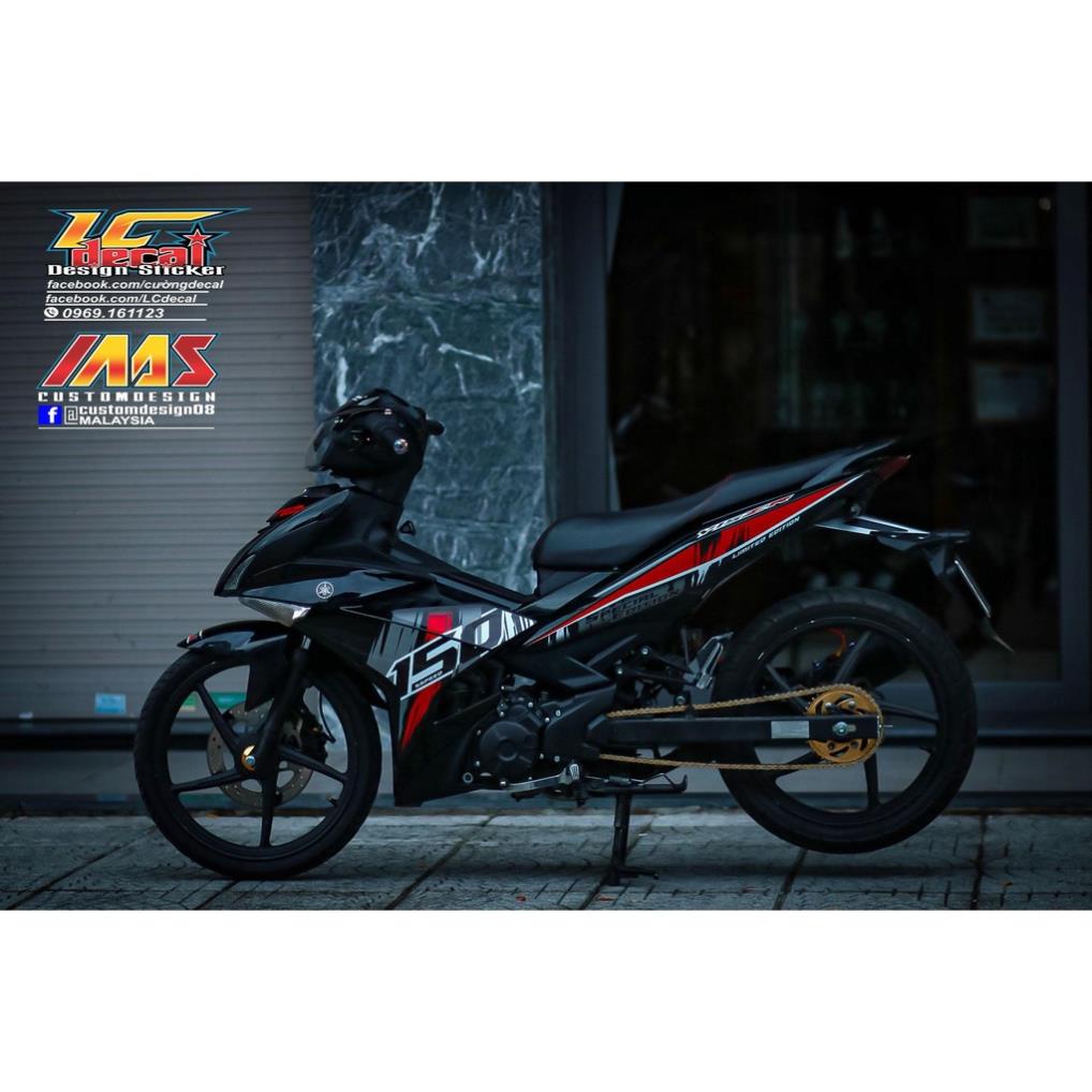 TEM RỜI sọc xám đỏ cho Exciter 150 đen siêu ngầu - 3 lớp không bay màu Quyen Decal