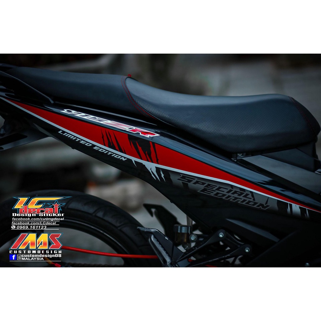 TEM RỜI sọc xám đỏ cho Exciter 150 đen siêu ngầu - 3 lớp không bay màu Quyen Decal