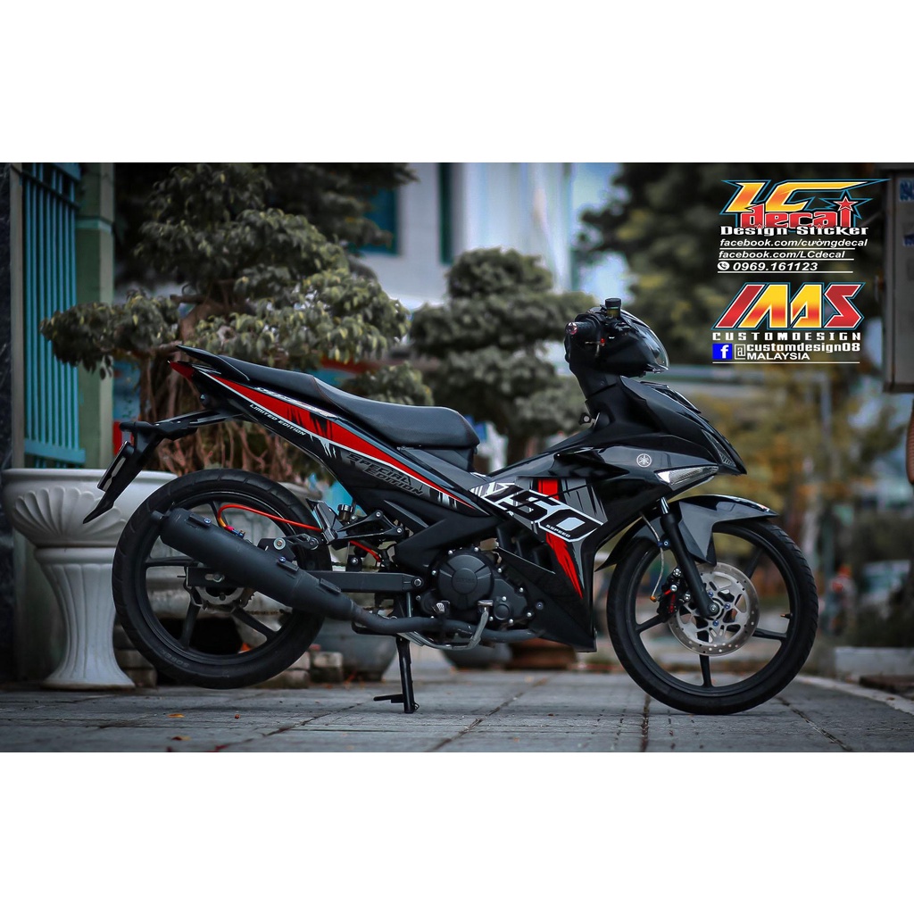 TEM RỜI sọc xám đỏ cho Exciter 150 đen siêu ngầu - 3 lớp không bay màu Quyen Decal