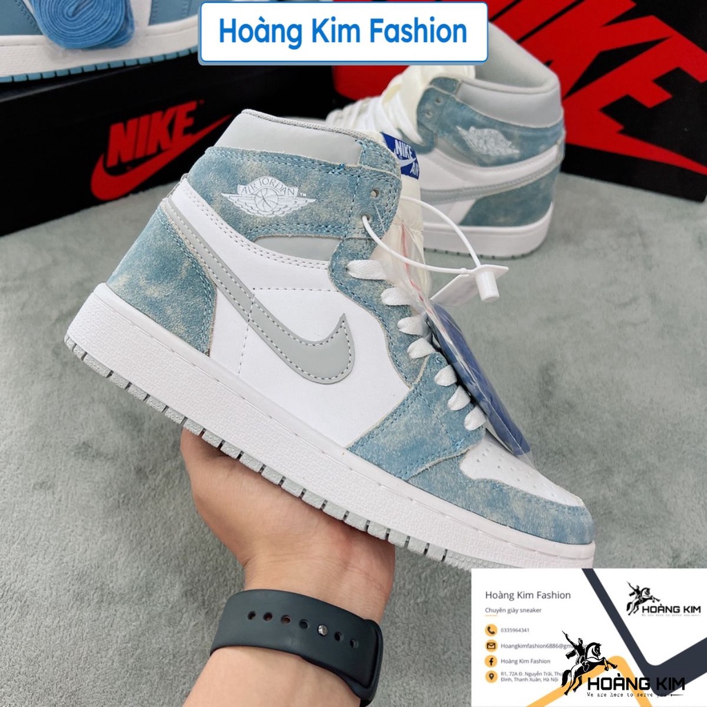 Giày thể thao Jordan 1 High Hyper Royal xanh nỉ, Giày sneaker JD1 xanh, Jodan Xanh loang nỉ cổ cao siêu hot 2022