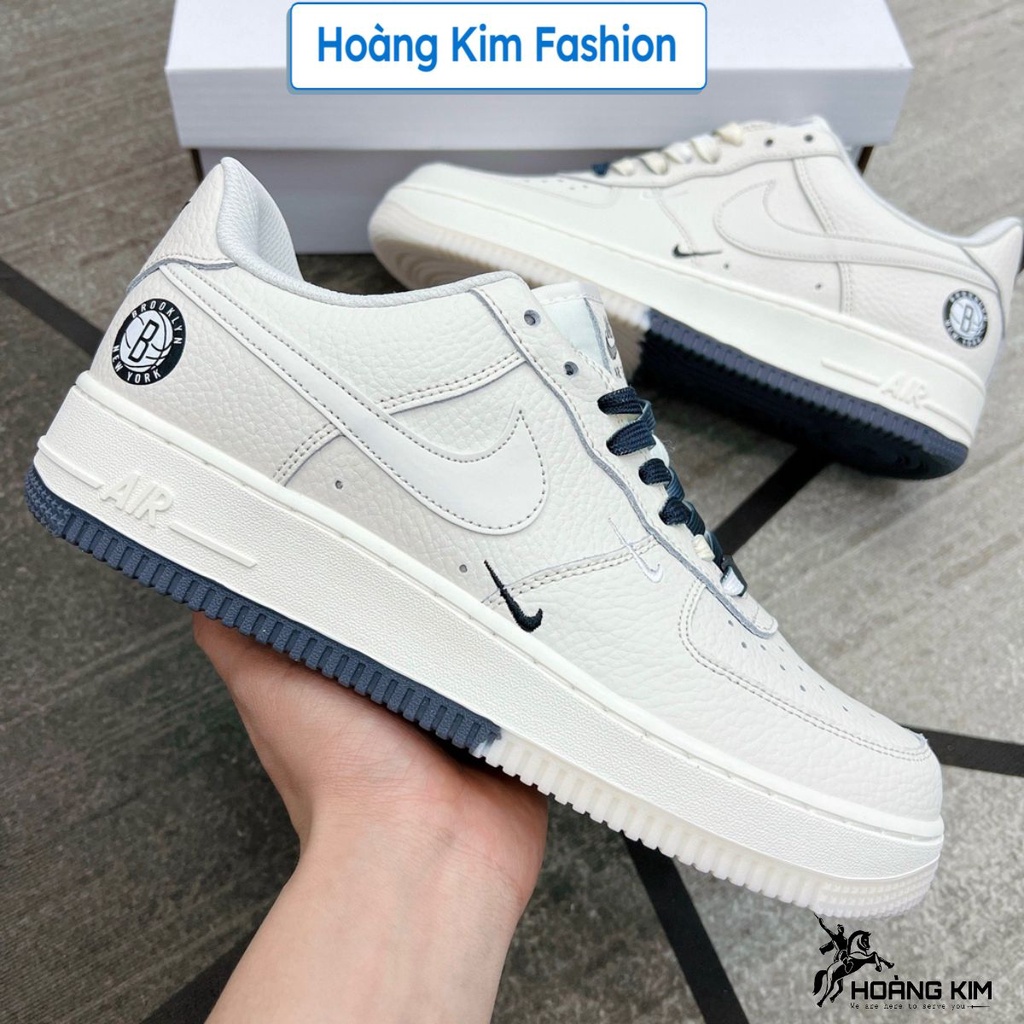 Giày thể thao AF1 âm dương, Giày Air force 1 Brooklyn Sail Black phản quang phối đồ nam nữ hot trend 2022 Full box bill