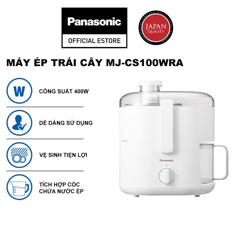 Máy ép trái cây Panasonic MJ-CS100WRA - Ép nhanh nghiền kiệt với mâm xay 100% kim loại