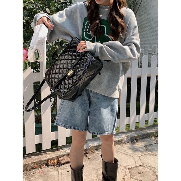 Ba Lô Da Bóng Đính Kim Cương Sức Chứa Lớn Mẫu Mới 2023 Thời Trang Mùa Hè Cho Nữ