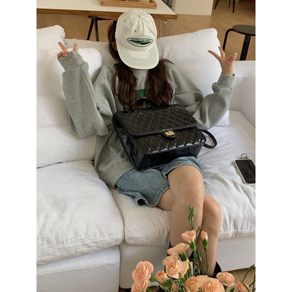 Ba Lô Da Bóng Đính Kim Cương Sức Chứa Lớn Mẫu Mới 2023 Thời Trang Mùa Hè Cho Nữ