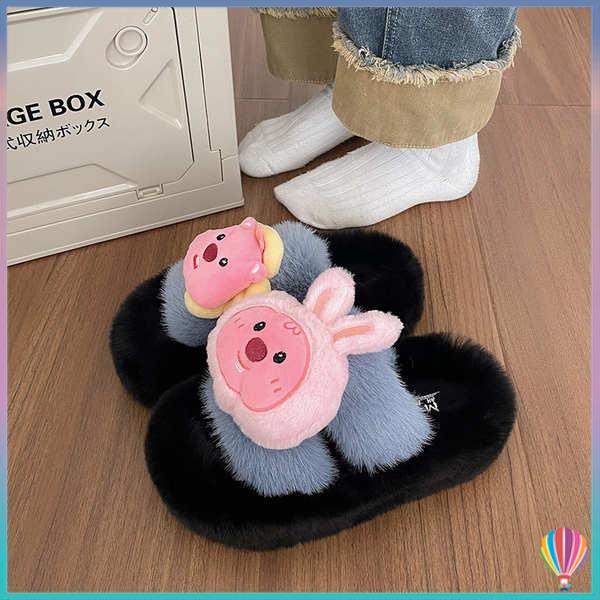 Dép Bông Đi Trong Nhà Bằng cotton Phối Lông Nhung Dày Dặn Dễ Thương Xinh Xắn Cho Nữ
