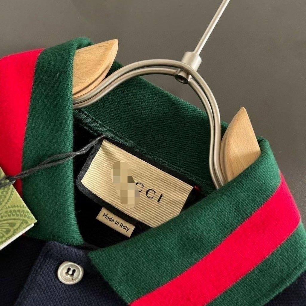 Gucci Áo Thun polo Ngắn Tay Phối Màu Tương Phản Phong Cách Châu Âu Sang Trọng