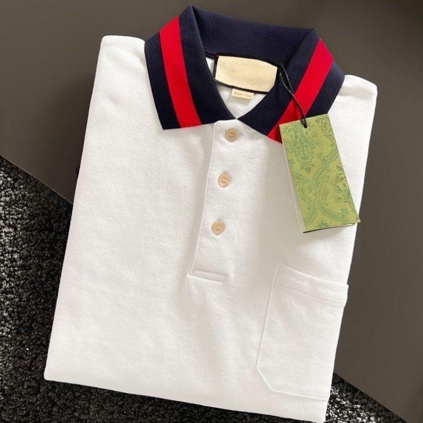Gucci Áo Thun polo Ngắn Tay Phối Màu Tương Phản Phong Cách Châu Âu Sang Trọng