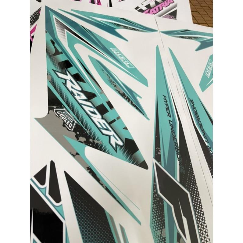 Tem rời Raider xe xanh lục bảo - mẫu mới 2021 Quyen Decal