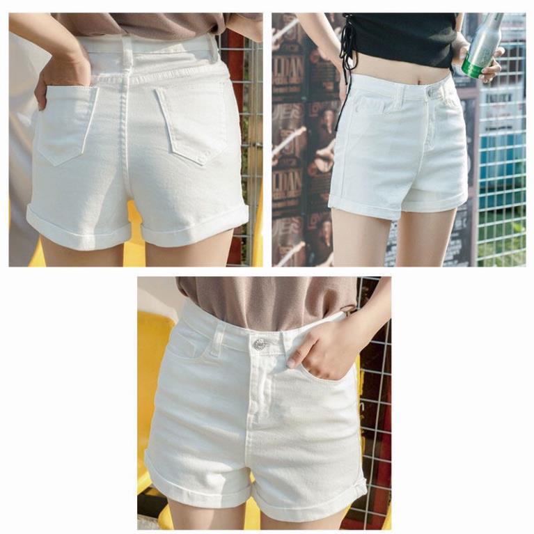 Quần Short Nữ Quận Đùi JEAN Cạp Cao Gen Bụng Chất Vải Bò Giấy Co Giãn Mềm Mịn Thoáng Mát | BigBuy360 - bigbuy360.vn