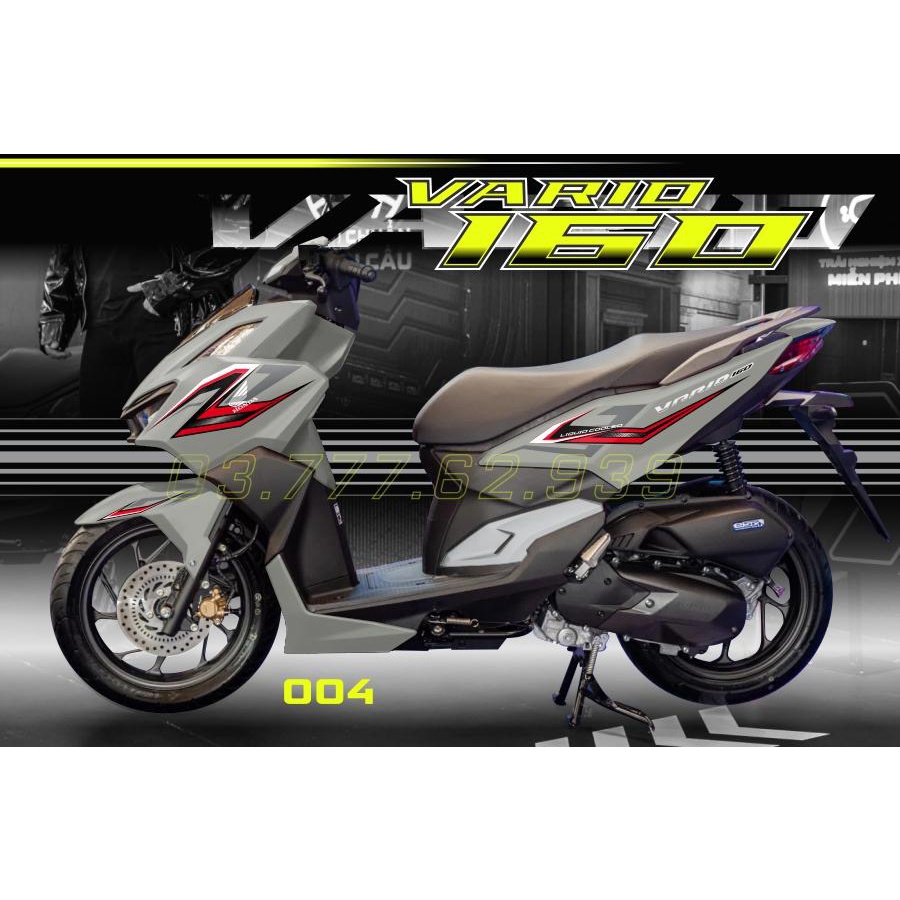 Tem rời Vario 160 xám xi măng - mẫu đỏ đen siêu hot 2023 Quyen Decal