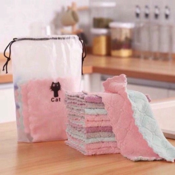 KHĂN LAU TAY NHÀ BẾP ĐA NĂNG VIỀN ZICZAC SỢI SIÊU THẤM } . .