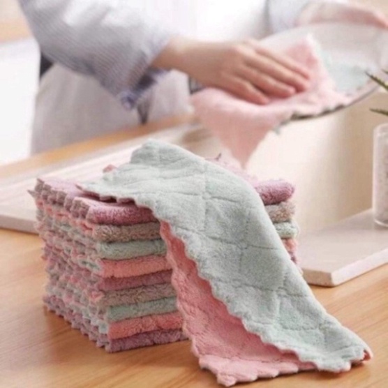 KHĂN LAU TAY NHÀ BẾP ĐA NĂNG VIỀN ZICZAC SỢI SIÊU THẤM } . .