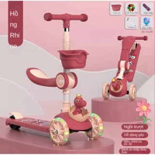 Xe trượt scooter cho trẻ em có  đèn, ghế ngồi 2in1 có giỏ đồ mẫu mới - Xe đồ chơi cho bé / / .