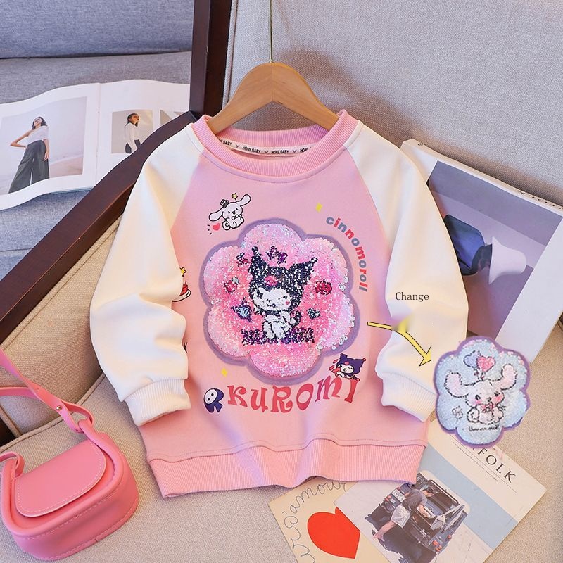 Áo Sweater Đính sequin Hình Ngôi Sao lukulomi elsa princess Dễ Thương Thời Trang Mùa Thu 2023 Cho Bé Gái