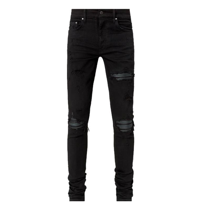 Quần Jean Rách Da amiri mx1 Phiên Bản Cao Cấp Dáng Ôm Co Giãn Sương Mù Phong Cách Đường Phố Cho Nam Giới slp