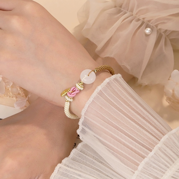 Vòng Tay Bện Dây An Toàn Màu Trắng Phong Cách niche Mới Cho Cặp Đôi