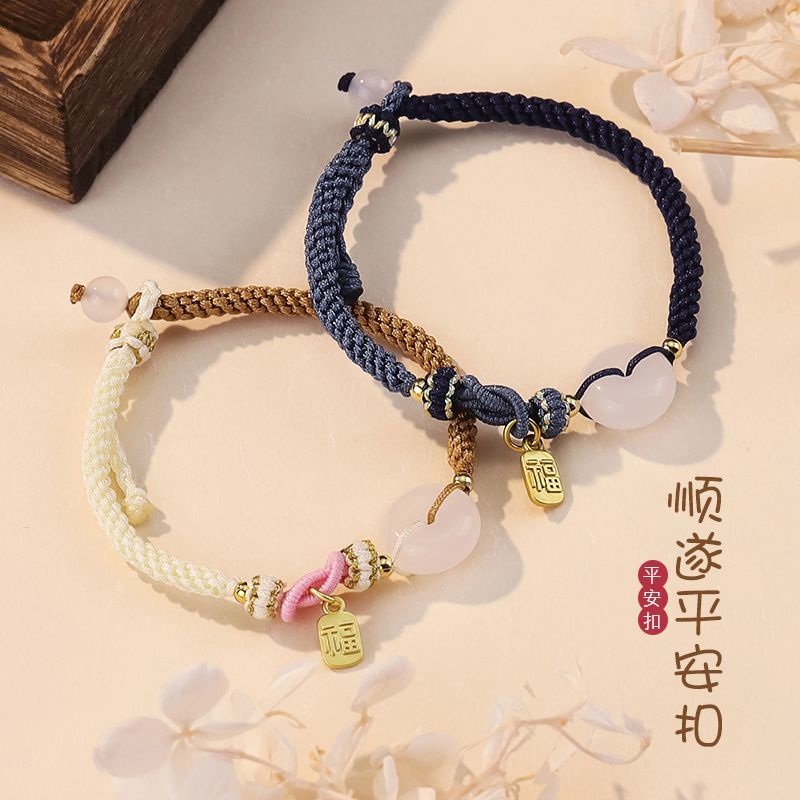 Vòng Tay Bện Dây An Toàn Màu Trắng Phong Cách niche Mới Cho Cặp Đôi