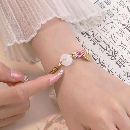 Vòng Tay Bện Dây An Toàn Màu Trắng Phong Cách niche Mới Cho Cặp Đôi