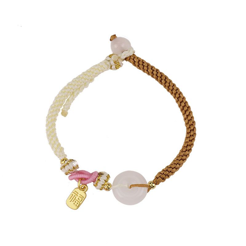 Vòng Tay Bện Dây An Toàn Màu Trắng Phong Cách niche Mới Cho Cặp Đôi