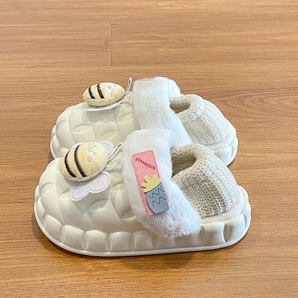 Mới Giày Bánh Mì Đế Dày Ấm Áp Hình Chú Ong Đáng Yêu