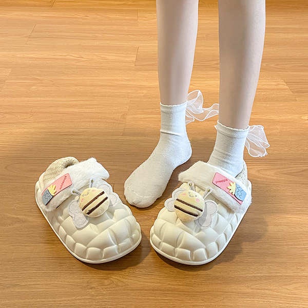 Mới Giày Bánh Mì Đế Dày Ấm Áp Hình Chú Ong Đáng Yêu