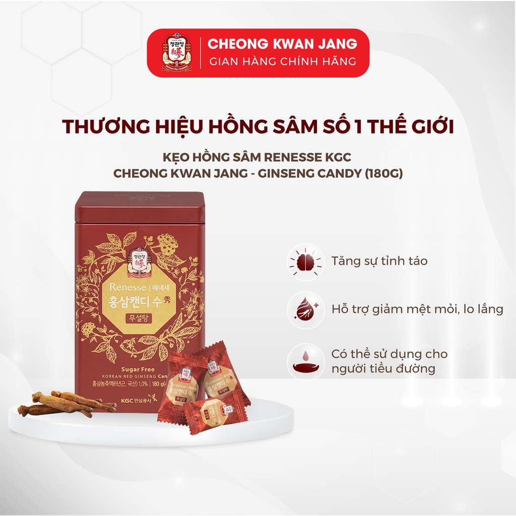 Kẹo Hồng Sâm Hàn Quốc Cao Cấp KGC Cheong Kwan Jang - Ginseng Candy 180g
