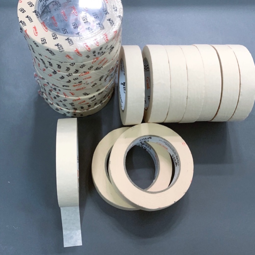 10 Cuộn Băng Keo Giấy . Size 2,5CM X 50 MÉT Keo Chắn Sơn ,Chắn Bụi Bấm Dính Tốt...